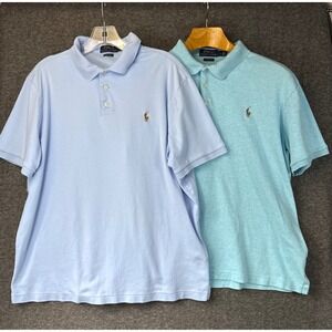 Lot of 2 Polo Ralph Lauren Classic Fit Short Sleeve Polo Shirt Flesh Pony Mens L